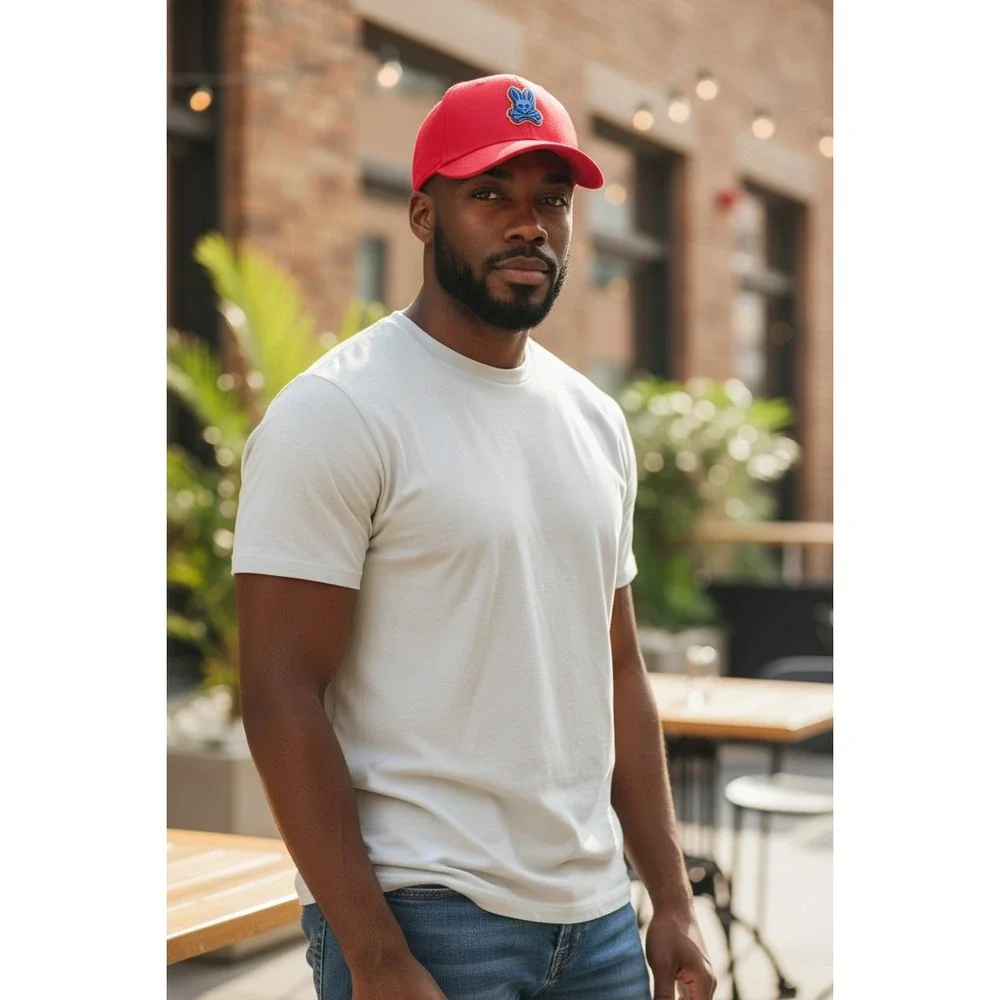 Psycho Bunny Red Baseball Cap Hat Adjustable Streetwear Preppy Golf Dadcore Y2K‎